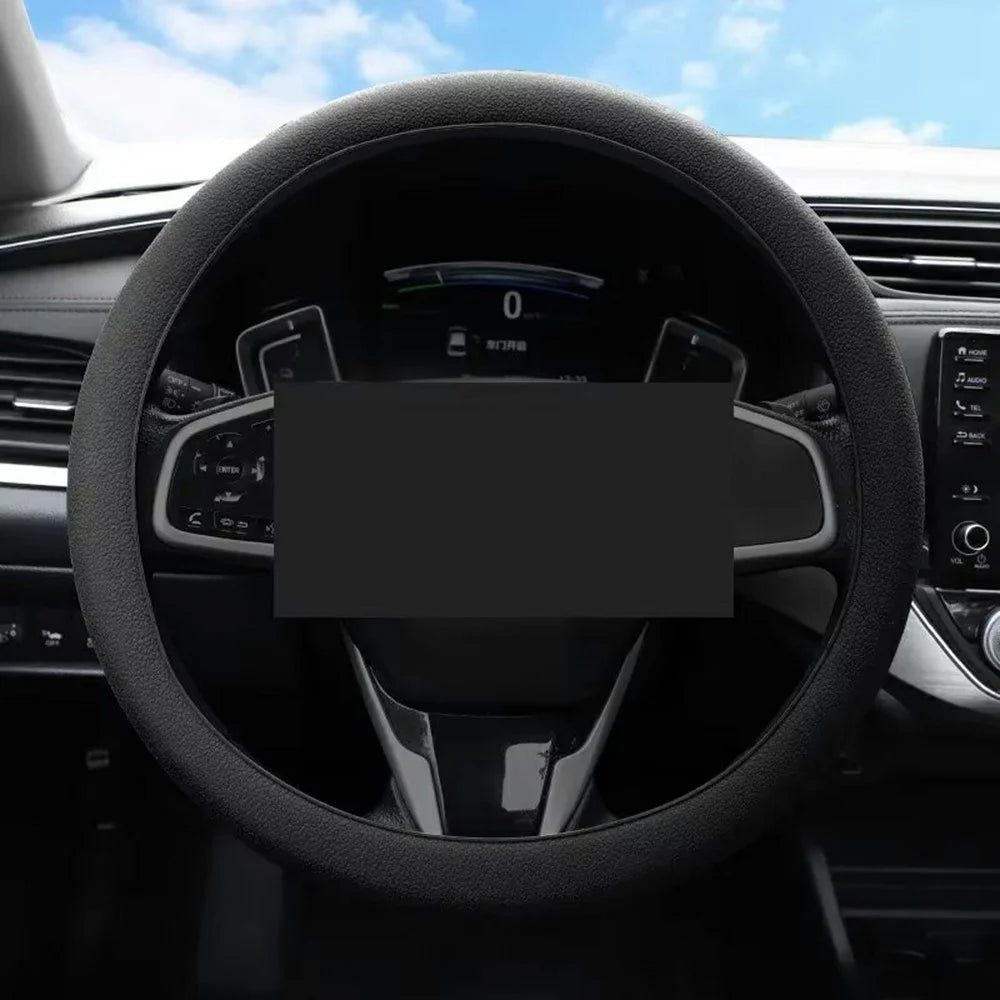 Universal Silicone Steering Wheel Cover Anti-slip 32-47cm Diameter Steering Wheel Sleeve Protector - Black - 1