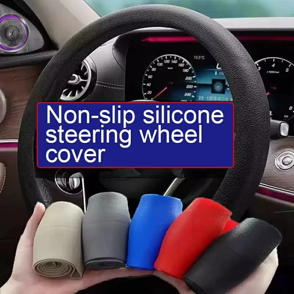 Universal Silicone Steering Wheel Cover Anti-slip 32-47cm Diameter Steering Wheel Sleeve Protector - Black - 3