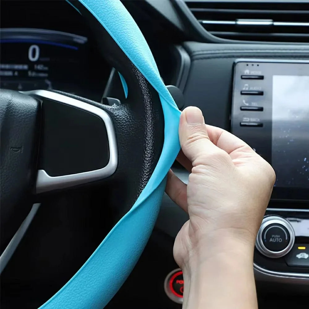 Universal Silicone Steering Wheel Cover Anti-slip 32-47cm Diameter Steering Wheel Sleeve Protector - Black - 6