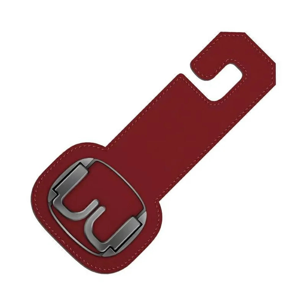 Car Headrest Hook Foldable Metal Seat Back Hanger Multi-function Hidden Hook for Handbag Grocery - Red - 1