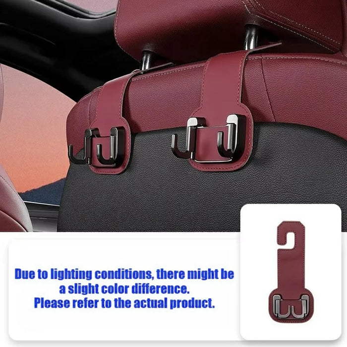 Car Headrest Hook Foldable Metal Seat Back Hanger Multi-function Hidden Hook for Handbag Grocery - Red - 2