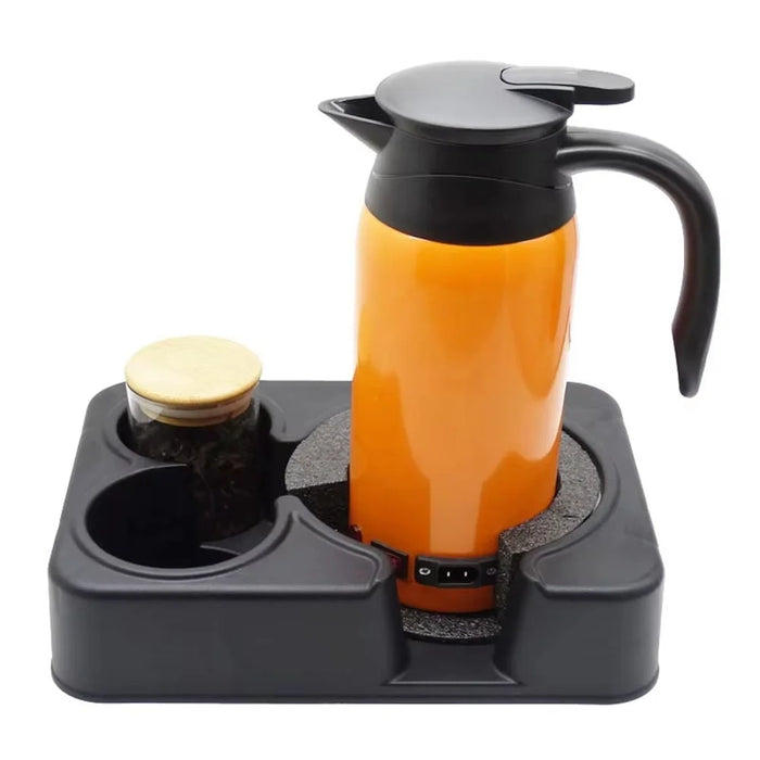 Car Cup Holder Organizer Tray 14.5cm Large Slot Electric Kettle Base Stand for Vehicle - Black - 3