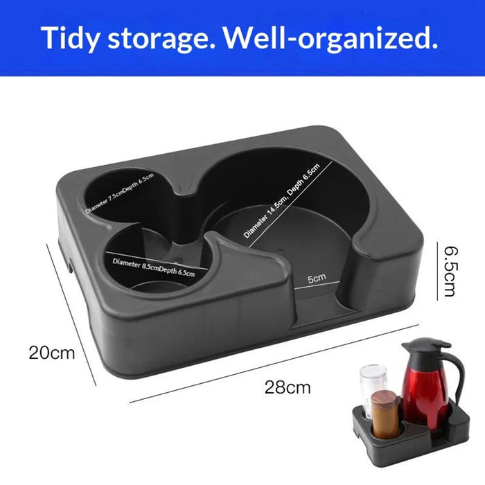 Car Cup Holder Organizer Tray 14.5cm Large Slot Electric Kettle Base Stand for Vehicle - Black - 4