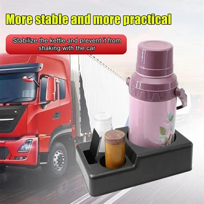 Car Cup Holder Console Organizer 17.3cm Large Slots Opening Storage Tray for Drinks Phone - 3
