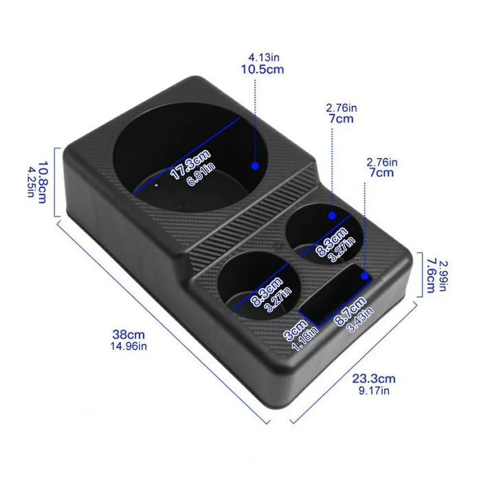 Car Cup Holder Console Organizer 17.3cm Large Slots Opening Storage Tray for Drinks Phone - 6