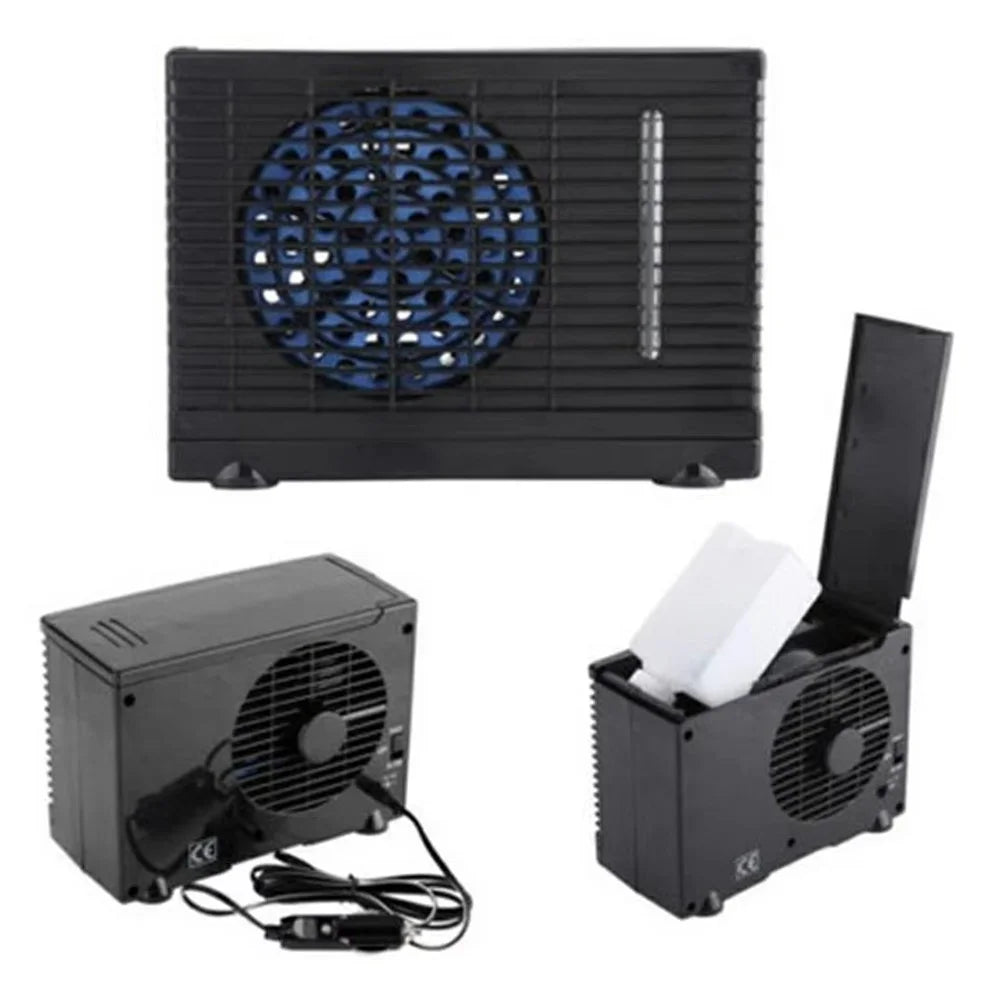 12V Car Air Conditioner Portable Cooling Fan Water Ice Evaporative Cooler for Truck RV SUV - Black - 2