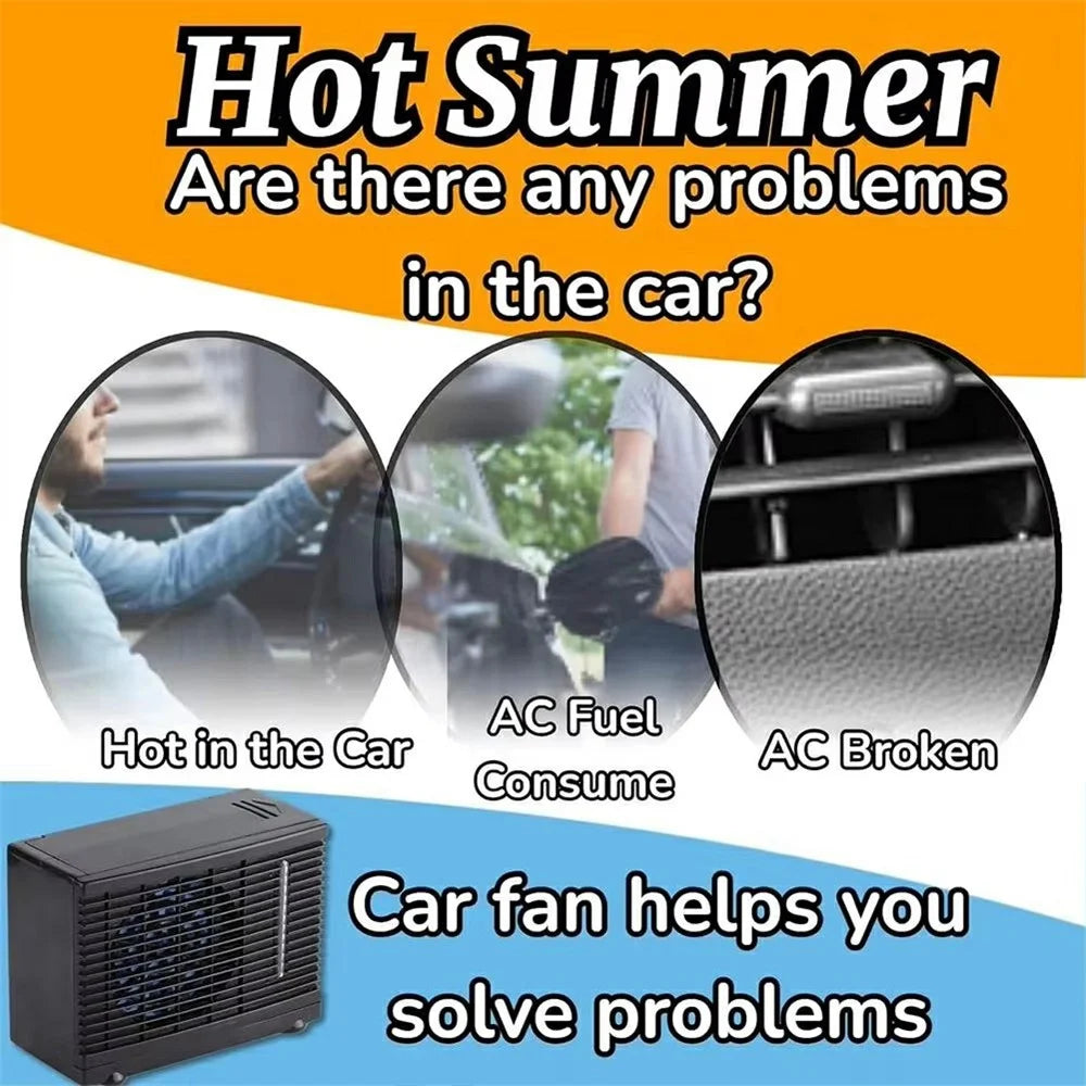 12V Car Air Conditioner Portable Cooling Fan Water Ice Evaporative Cooler for Truck RV SUV - Black - 4