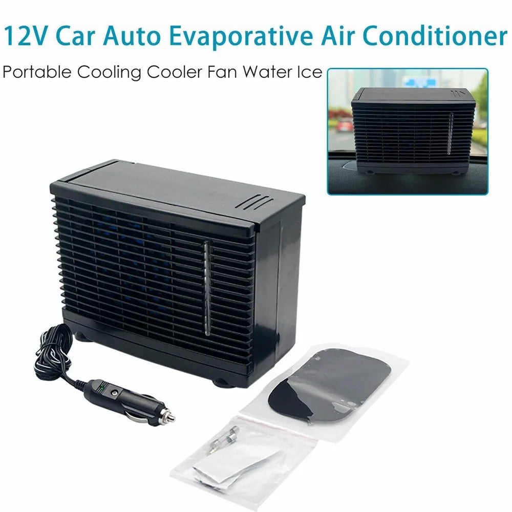 12V Car Air Conditioner Portable Cooling Fan Water Ice Evaporative Cooler for Truck RV SUV - Black - 5