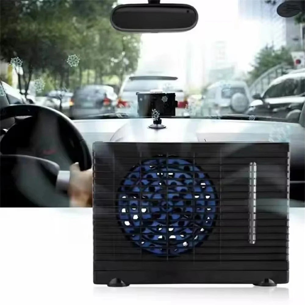 12V Car Air Conditioner Portable Cooling Fan Water Ice Evaporative Cooler for Truck RV SUV - Black - 6