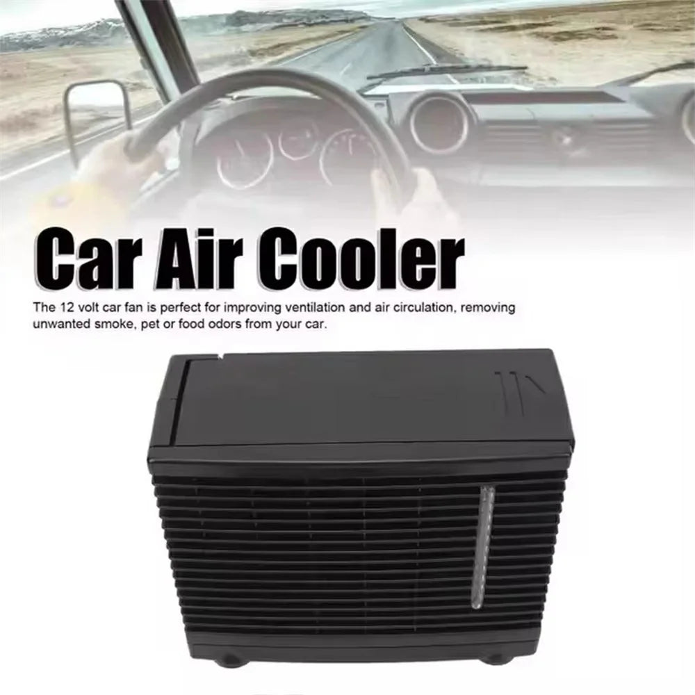 12V Car Air Conditioner Portable Cooling Fan Water Ice Evaporative Cooler for Truck RV SUV - Black - 7