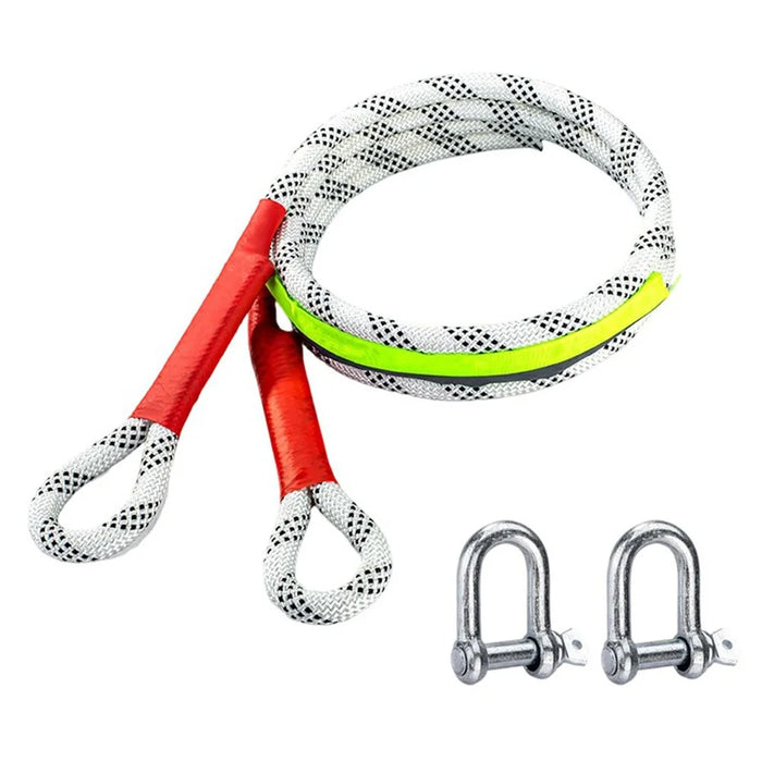 3m 5 Ton Car Tow Rope Night Safety Reflective Emergency Rescue Strap with 2 Heavy Duty D-Shackles - 1