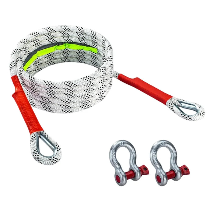 5m 10 Ton Car Tow Rope Night Safety Reflective Emergency Rescue Strap with 2 Heavy Duty D-Shackles - 1