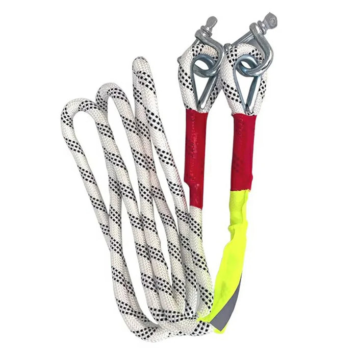 5m 10 Ton Car Tow Rope Night Safety Reflective Emergency Rescue Strap with 2 Heavy Duty D-Shackles - 2