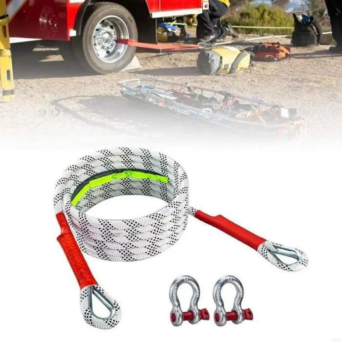 5m 10 Ton Car Tow Rope Night Safety Reflective Emergency Rescue Strap with 2 Heavy Duty D-Shackles - 4