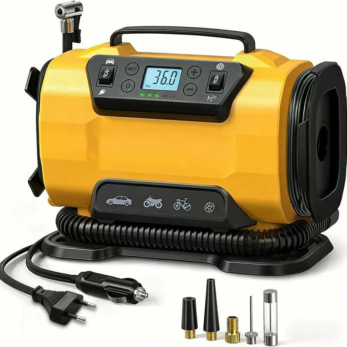 12V Dual Power Air Compressor 150PSI 300L / min LCD Display Car Tire Inflator with LED Light, EU Plug - 1