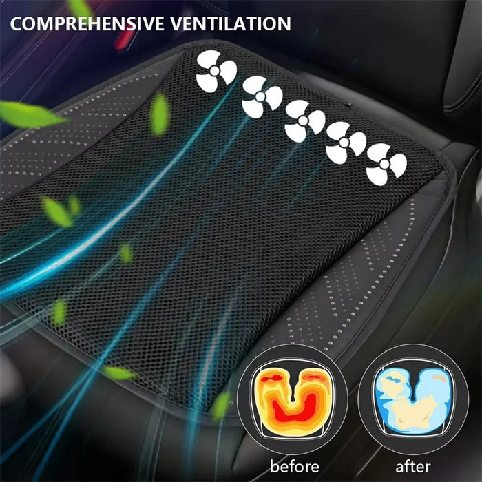 Summer Cooling Seat Cushion with 5 Fans 3-Speed Adjustable USB Car Breathable Mesh Pad - Black - 3