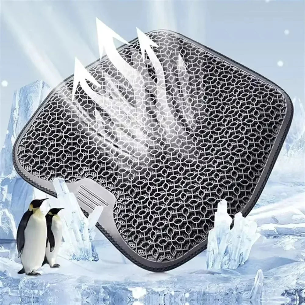 48x43cm 3D Honeycomb Mesh Design Breathable Seat Cushion Cooling Gel Pad for Car Office Chair - Grey - 4