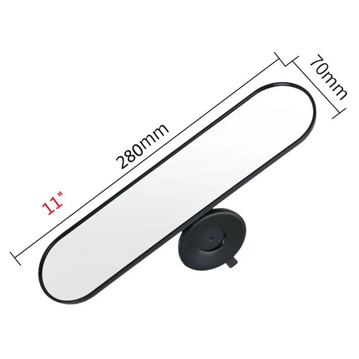 28x7cm Car Rear View Mirror Suction Cup Mount Wide Angle Interior Baby Observation Mirror - Black - 7