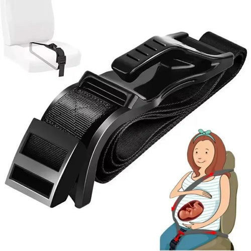 Pregnancy Car Safety Belt Adjuster Moms Belly Driving Protector Seat Belt Extender for Maternity - Black / Wave Pattern - 1