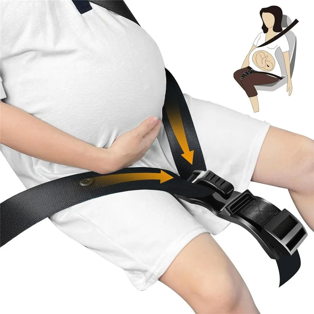 Pregnancy Car Safety Belt Adjuster Moms Belly Driving Protector Seat Belt Extender for Maternity - Black / Wave Pattern - 2