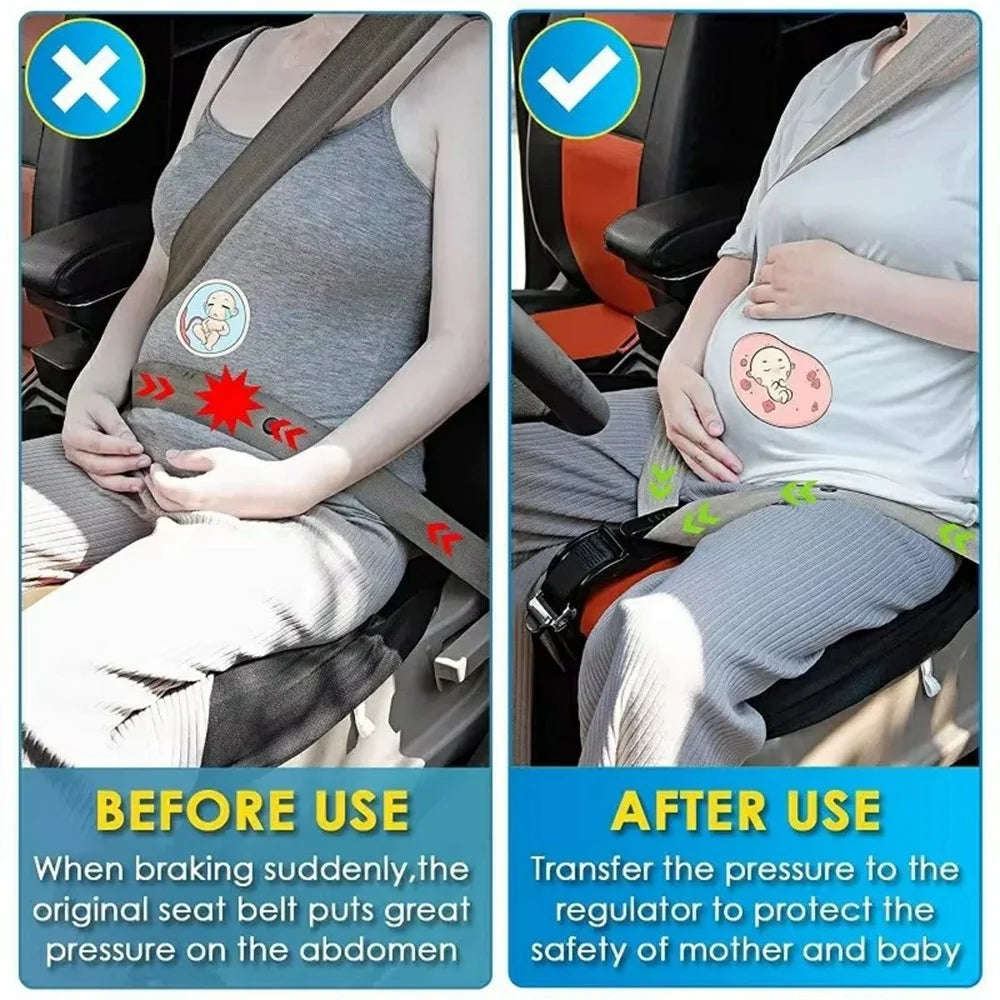 Pregnancy Car Safety Belt Adjuster Moms Belly Driving Protector Seat Belt Extender for Maternity - Black / Wave Pattern - 5
