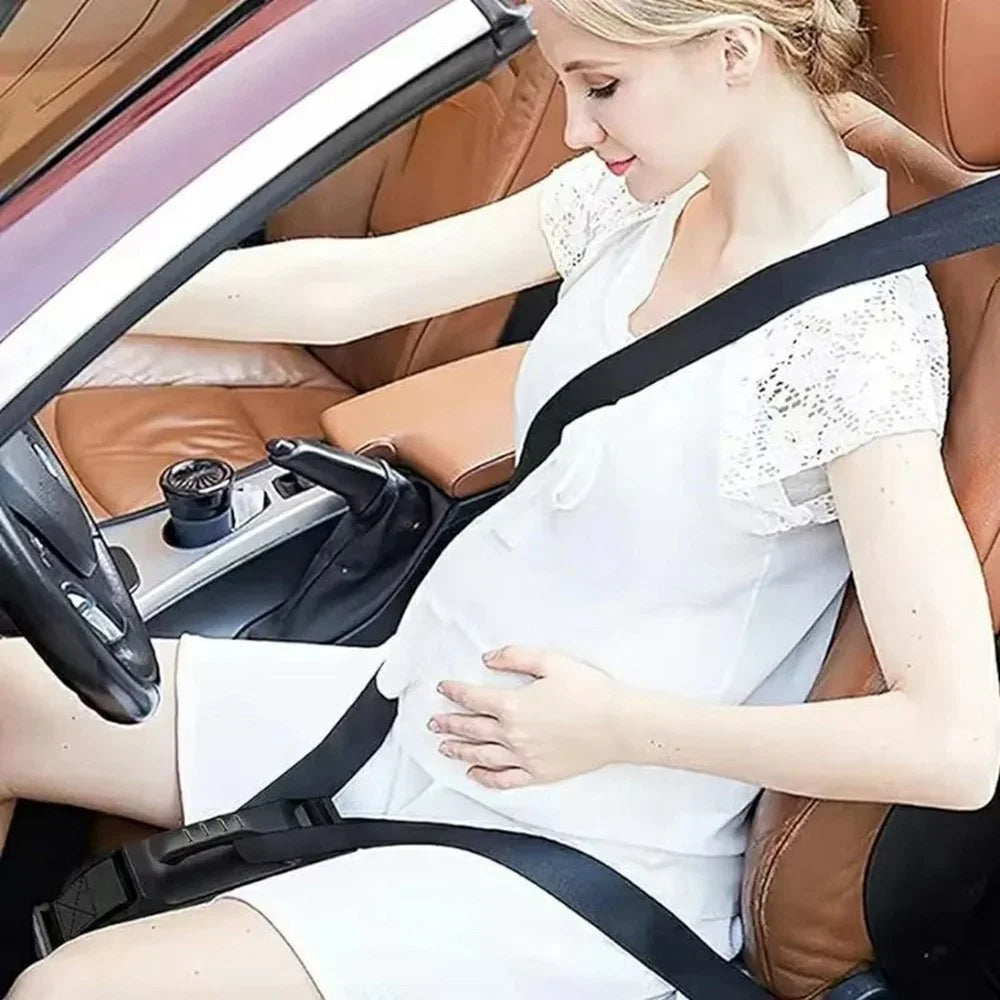Pregnancy Car Safety Belt Adjuster Moms Belly Driving Protector Seat Belt Extender for Maternity - Black / Wave Pattern - 6
