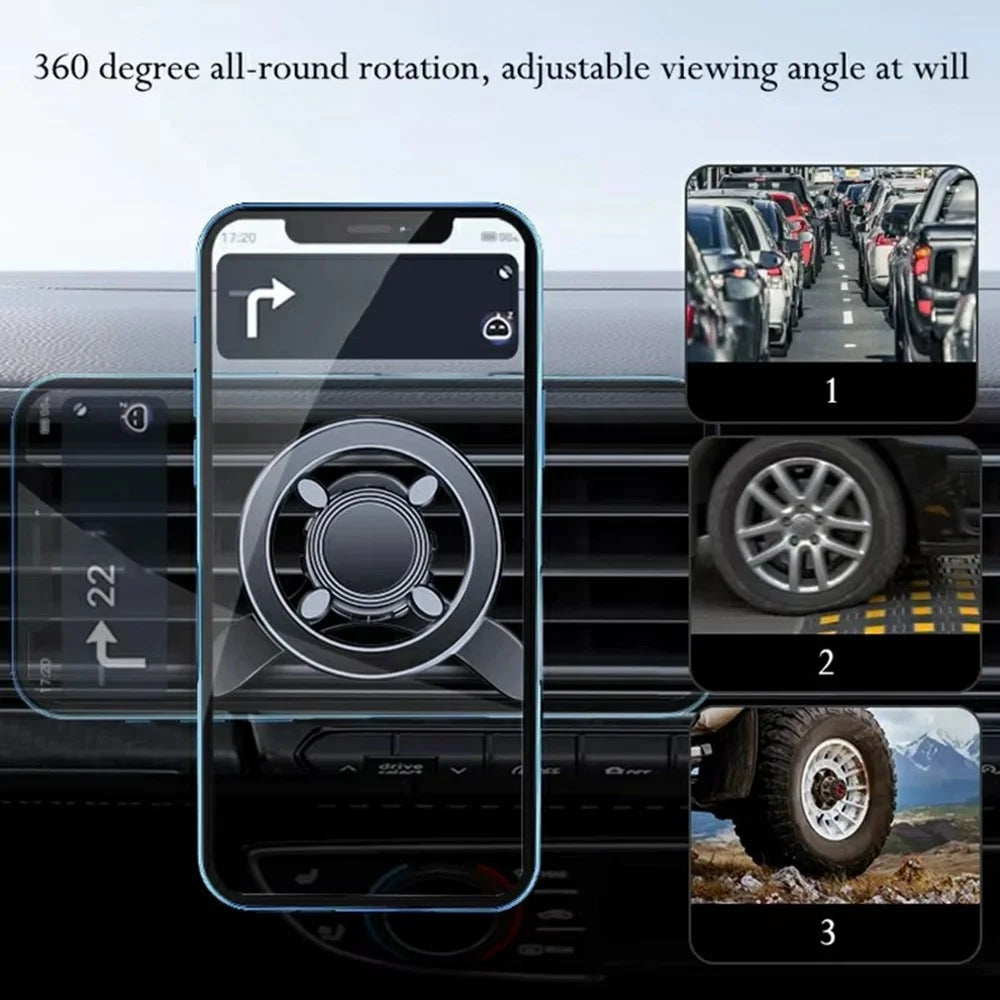 Magnetic Car Phone Holder Air Vent Mount 360 Degree Rotating Cellphone Stand - Black - 3