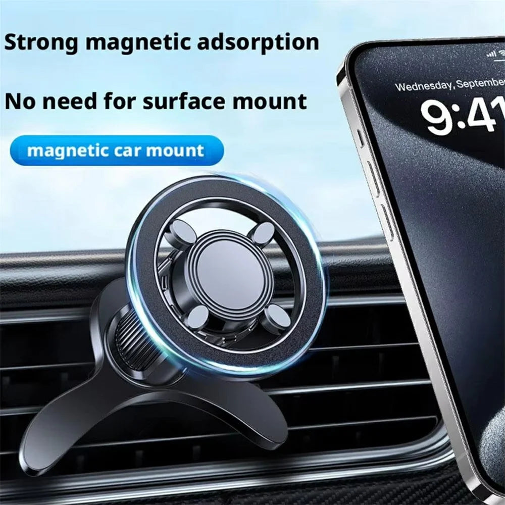 Magnetic Car Phone Holder Air Vent Mount 360 Degree Rotating Cellphone Stand - Black - 4