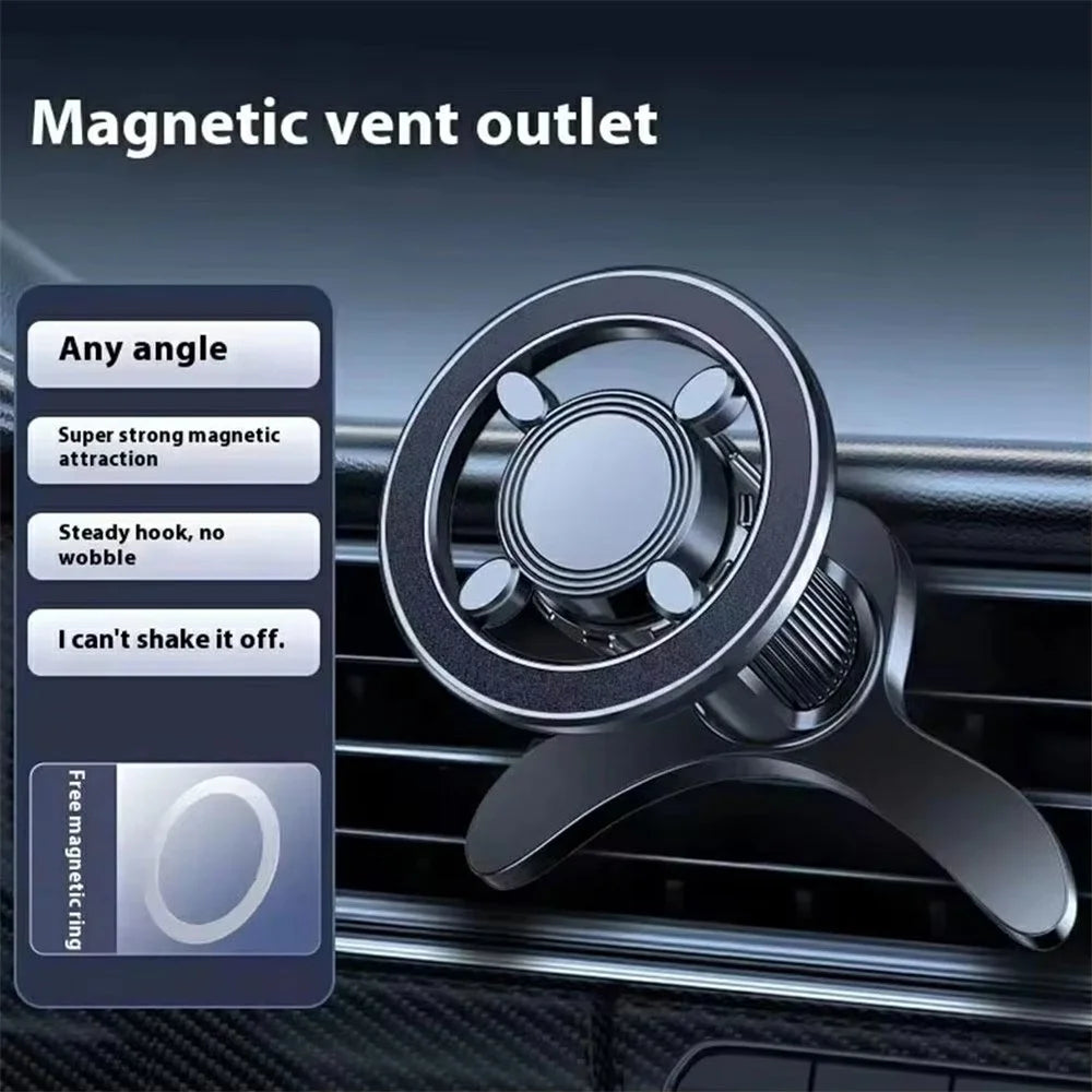 Magnetic Car Phone Holder Air Vent Mount 360 Degree Rotating Cellphone Stand - Black - 6