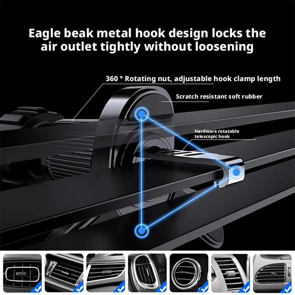 Magnetic Car Phone Holder Air Vent Mount 360 Degree Rotating Cellphone Stand - Black - 7