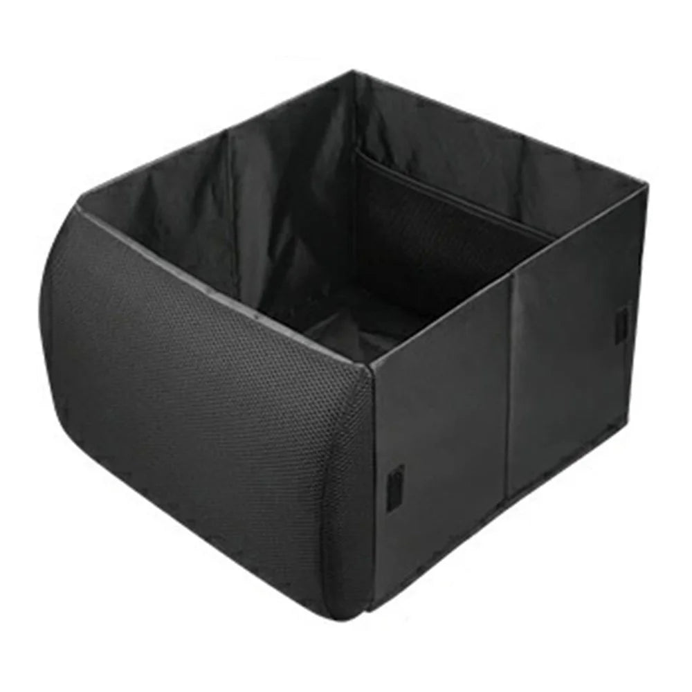 2 in 1 Foldable Seat Organizer 30L Car Storage Box Lumbar Support (without Lid) - Black - 1