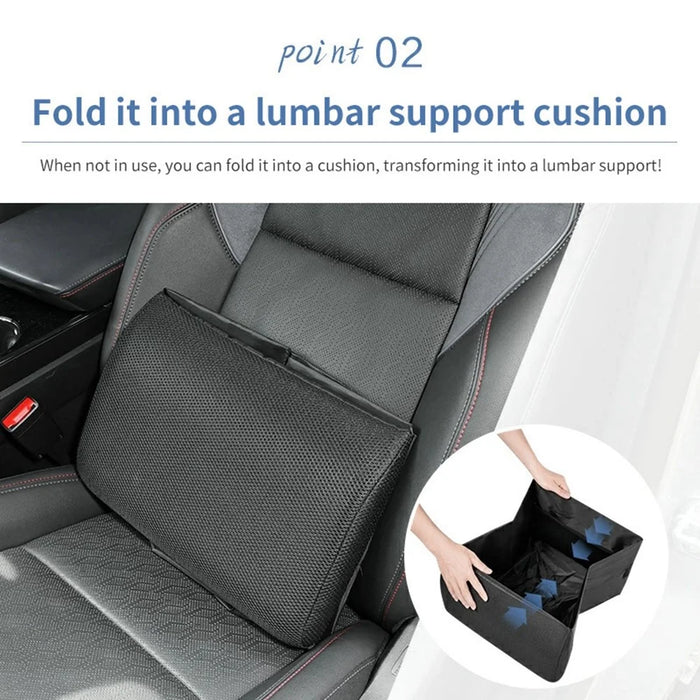2 in 1 Foldable Seat Organizer 30L Car Storage Box Lumbar Support (without Lid) - Black - 4