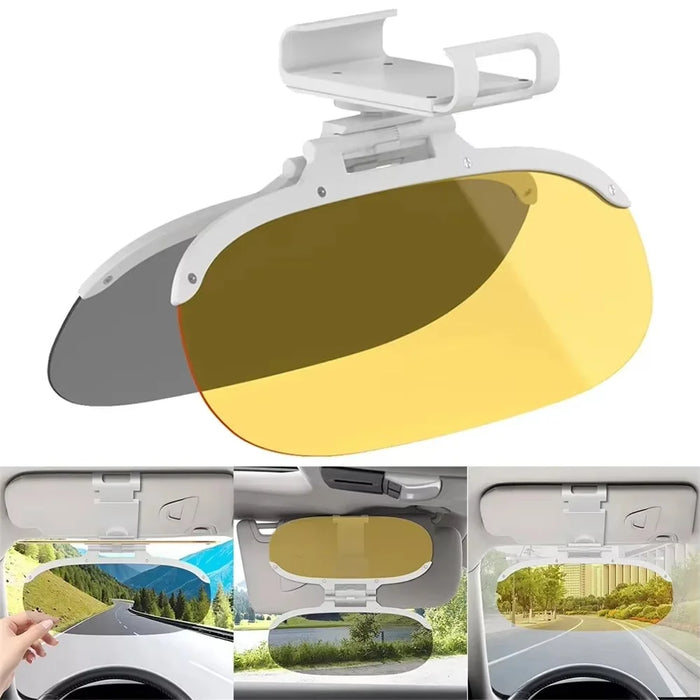 Size S Car Sun Visor Anti-Glare Day Night 2 in 1 Flip Down Windshield Shade for Driving, 31.5x12cm - 2