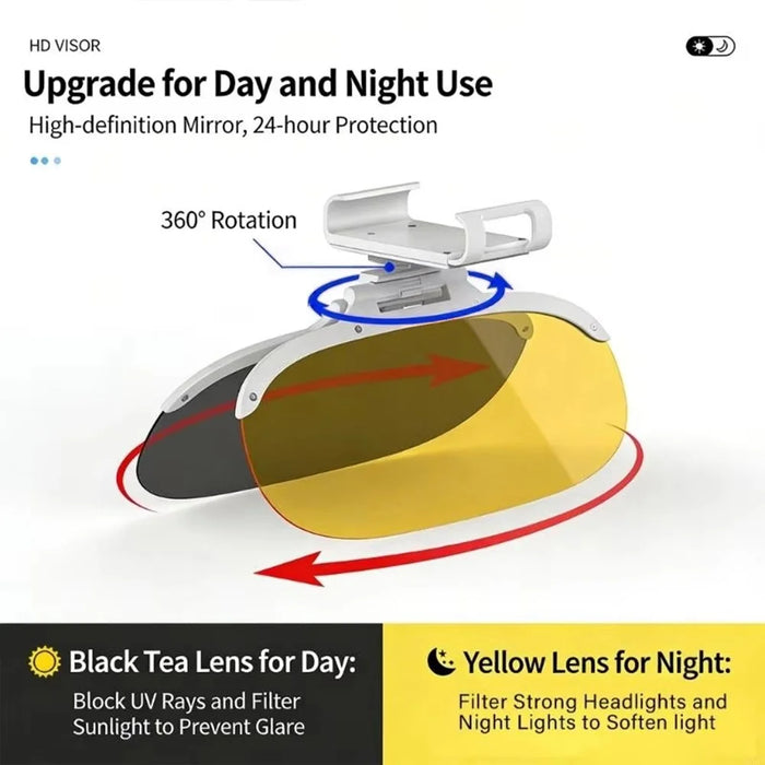 Size L Car Sun Visor Anti-Glare Day Night 2 in 1 Flip Down Windshield Shade for Driving, 31.5x15cm - 7