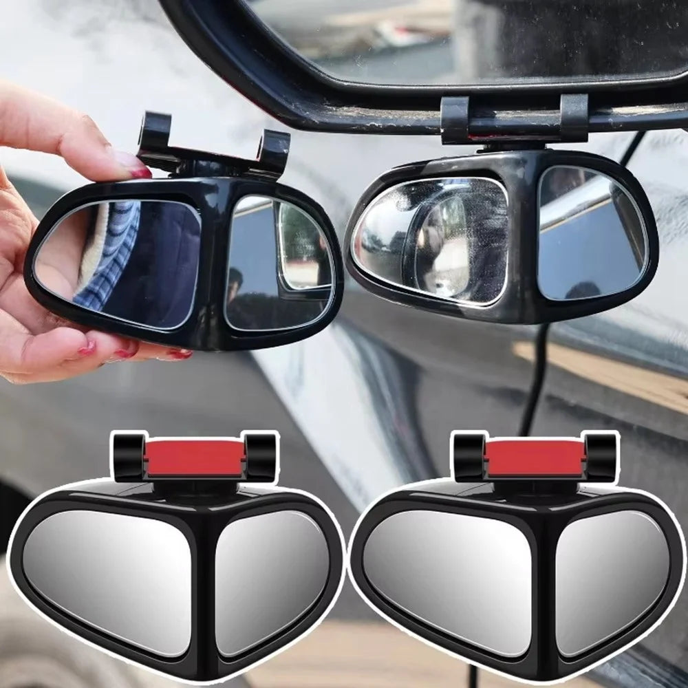 2Pcs Car Blind Spot Mirror 360 Degree Adjustable Wide Angle Rear View Side Mirror for Reversing Parking - Black - 3