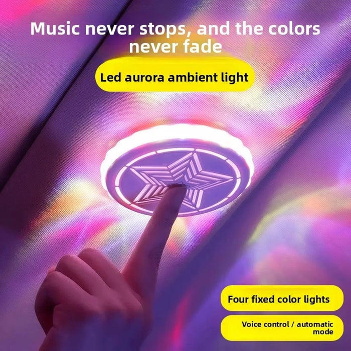 LED Car Ambient Light USB Rechargeable Magnetic Aurora Atmosphere Light Voice Control for Interior - White - 3