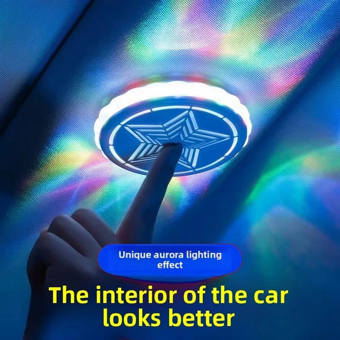 LED Car Ambient Light USB Rechargeable Magnetic Aurora Atmosphere Light Voice Control for Interior - White - 4