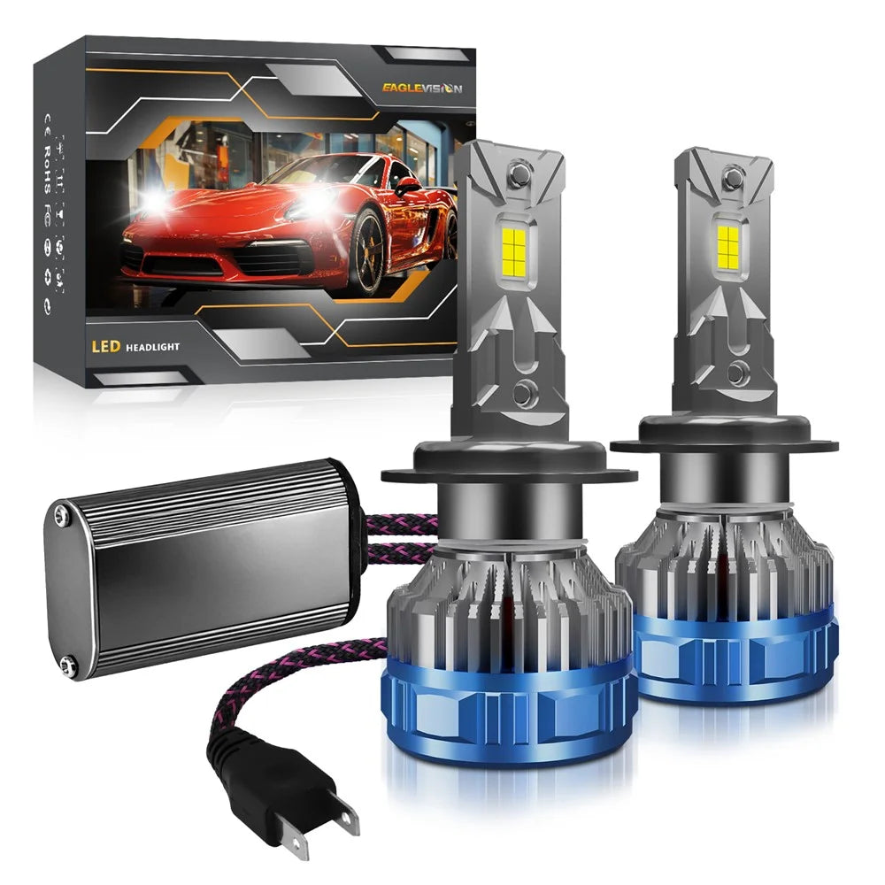 P16 2Pcs 50W H7 Car LED Headlight Bulbs 48000LM 6500K Dual Copper Tube Cooling High Low Beam Headlamp - Blue - 1
