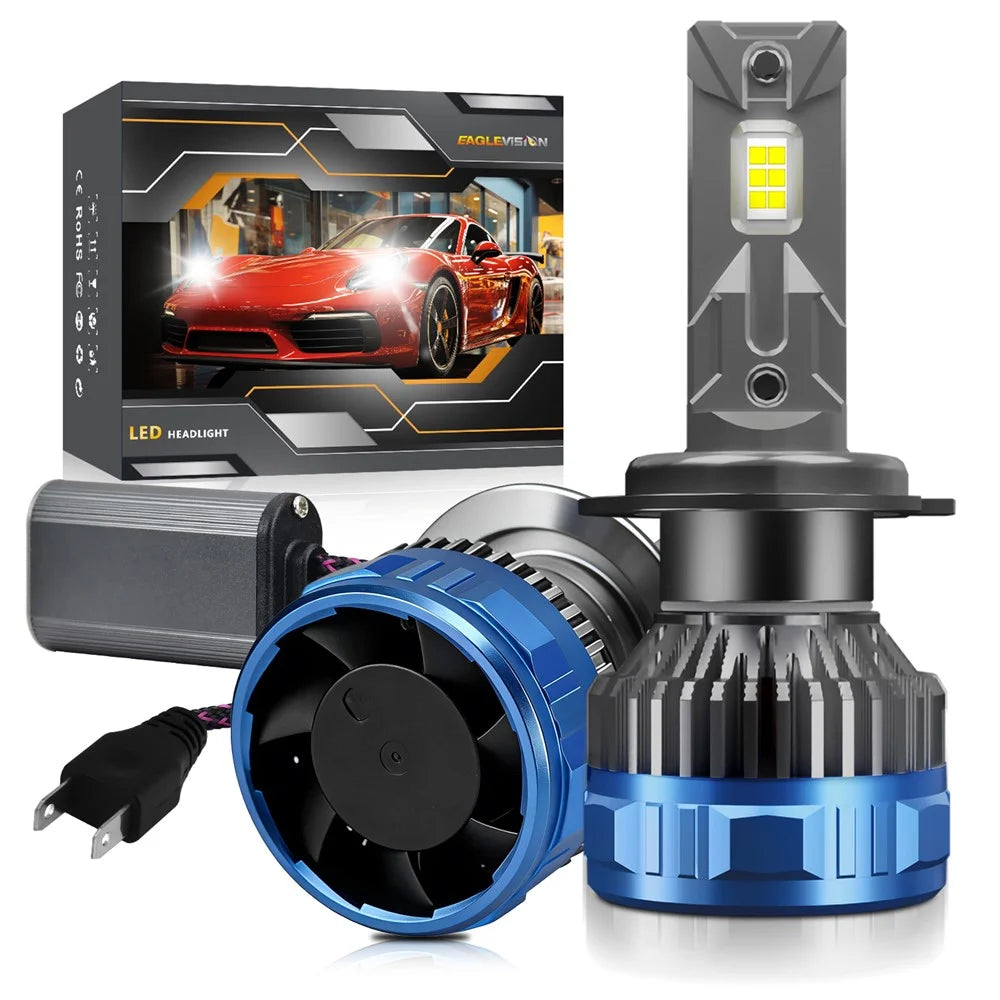 P16 2Pcs 50W H7 Car LED Headlight Bulbs 48000LM 6500K Dual Copper Tube Cooling High Low Beam Headlamp - Blue - 2