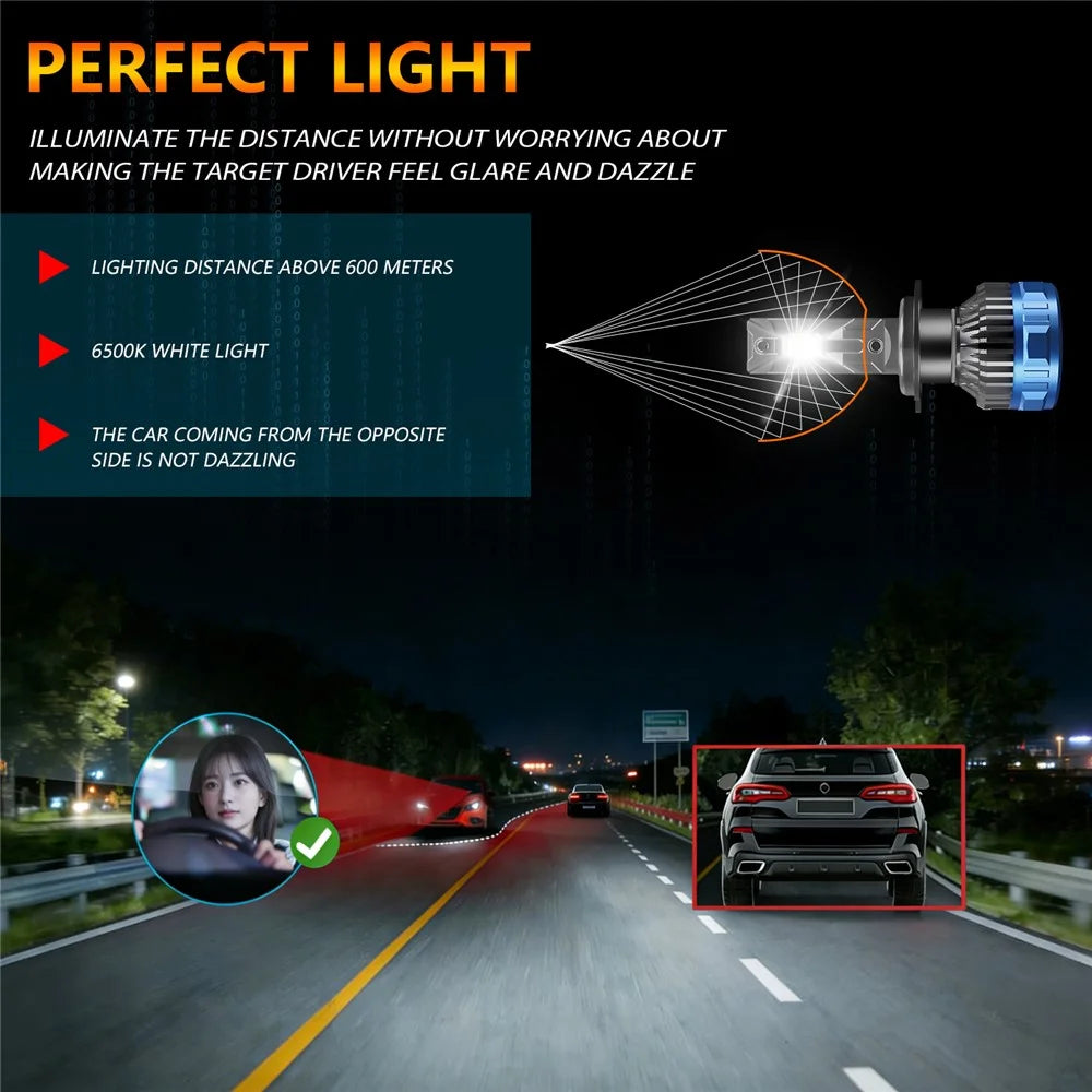 P16 2Pcs 50W H7 Car LED Headlight Bulbs 48000LM 6500K Dual Copper Tube Cooling High Low Beam Headlamp - Blue - 6
