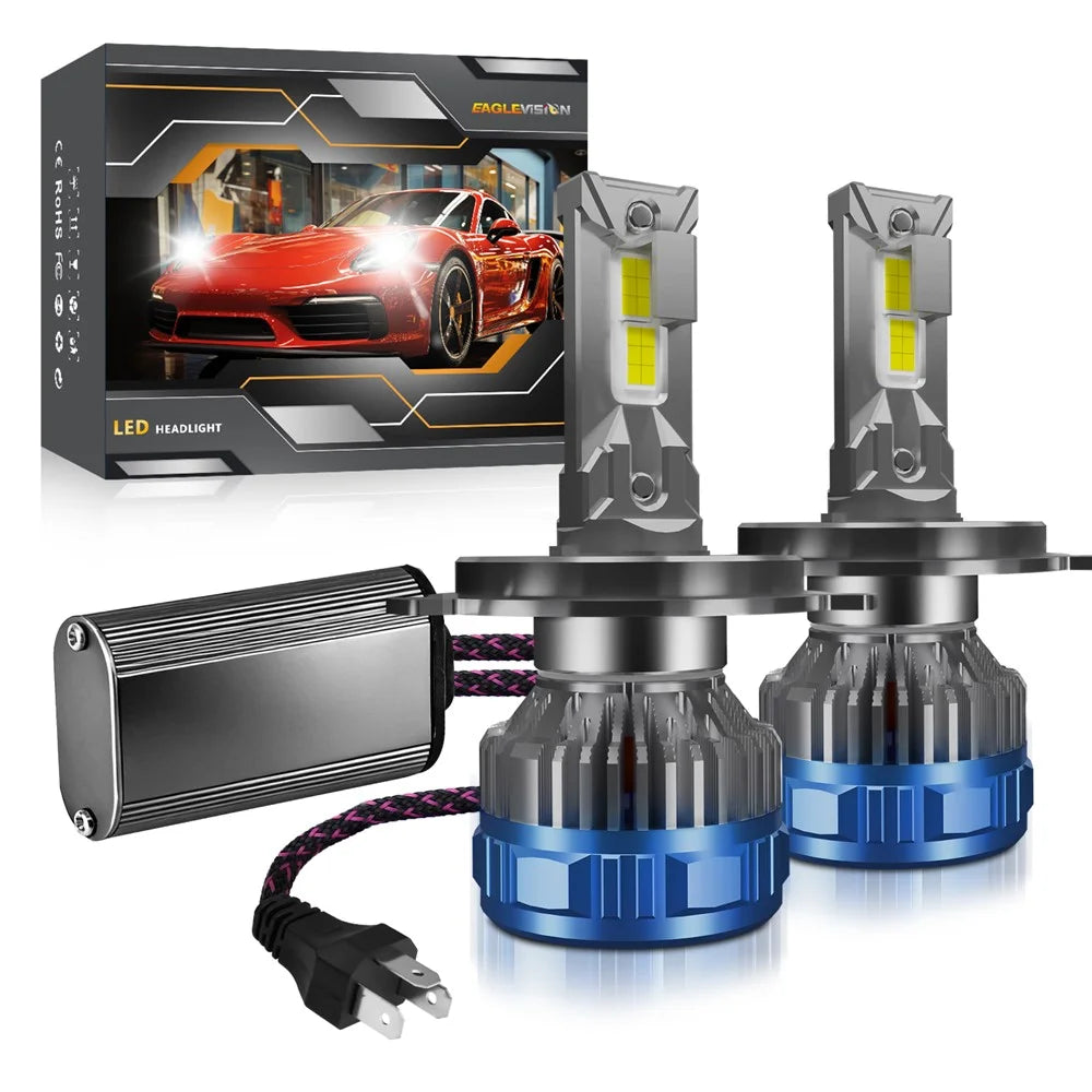 P16 2Pcs 50W H4 Car LED Headlight Bulbs 48000LM 6500K Dual Copper Tube Cooling High Low Beam Headlamp - Blue - 1