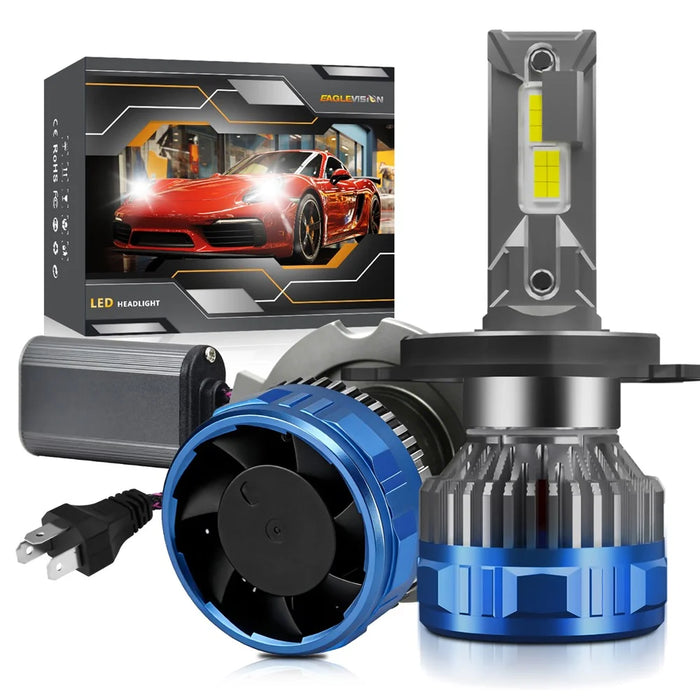 P16 2Pcs 50W H4 Car LED Headlight Bulbs 48000LM 6500K Dual Copper Tube Cooling High Low Beam Headlamp - Blue - 2