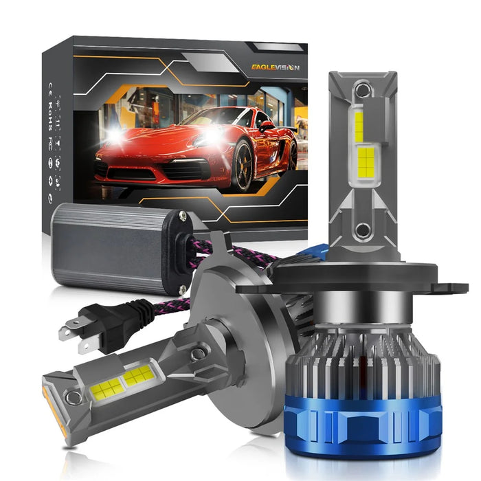 P16 2Pcs 50W H4 Car LED Headlight Bulbs 48000LM 6500K Dual Copper Tube Cooling High Low Beam Headlamp - Blue - 3