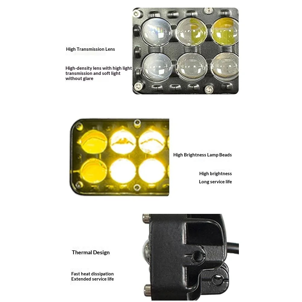 8-LED Car Work Light 26W 5200LM Yellow and White Light Auxiliary Driving Lamp for Motorcycle Truck ATV - 5