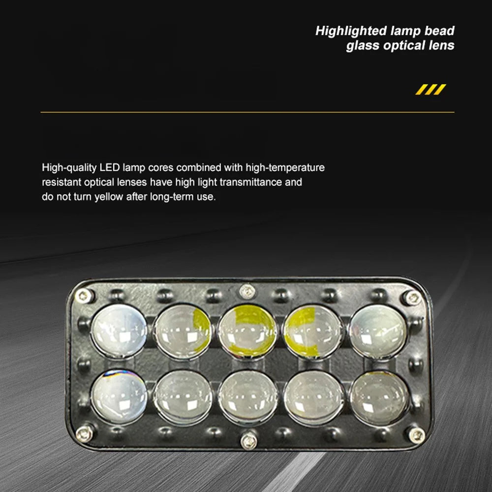 10-LED Car Work Light 27W 5200LM Yellow and White Light Auxiliary Driving Lamp for Motorcycle Truck ATV - 2