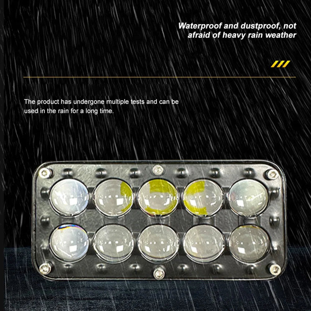 10-LED Car Work Light 27W 5200LM Yellow and White Light Auxiliary Driving Lamp for Motorcycle Truck ATV - 3