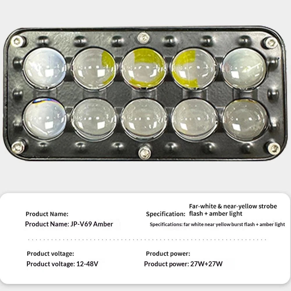 10-LED Car Work Light 27W 5200LM Yellow and White Light Auxiliary Driving Lamp for Motorcycle Truck ATV - 5