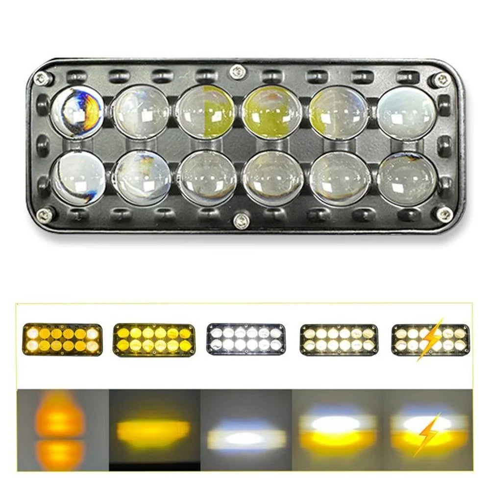 12-LED Car Work Light 29W 5200LM Yellow and White Light Auxiliary Driving Lamp for Motorcycle Truck ATV - 1