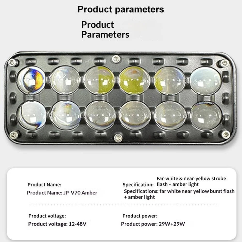 12-LED Car Work Light 29W 5200LM Yellow and White Light Auxiliary Driving Lamp for Motorcycle Truck ATV - 5