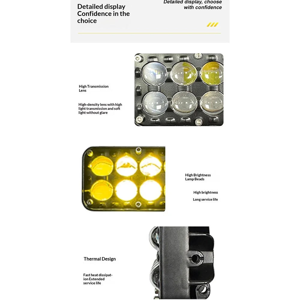 12-LED Car Work Light 29W 5200LM Yellow and White Light Auxiliary Driving Lamp for Motorcycle Truck ATV - 6